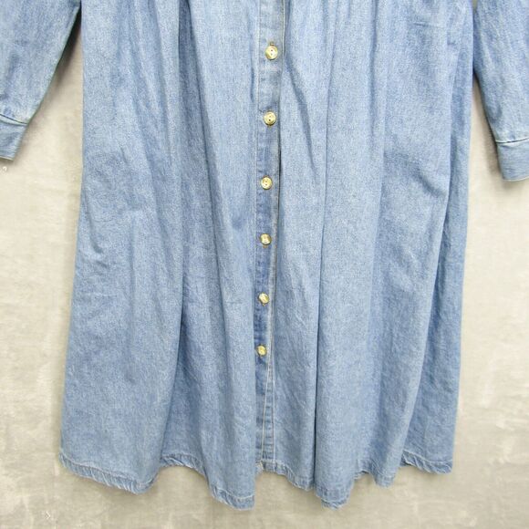 Vintage Fads Dress Womens M Blue Chambray Country Cottage Prairie Modest Y2K New - Picture 4 of 13
